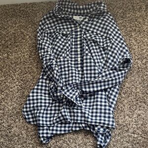 Old Navy Navy and White Plaid Shirt